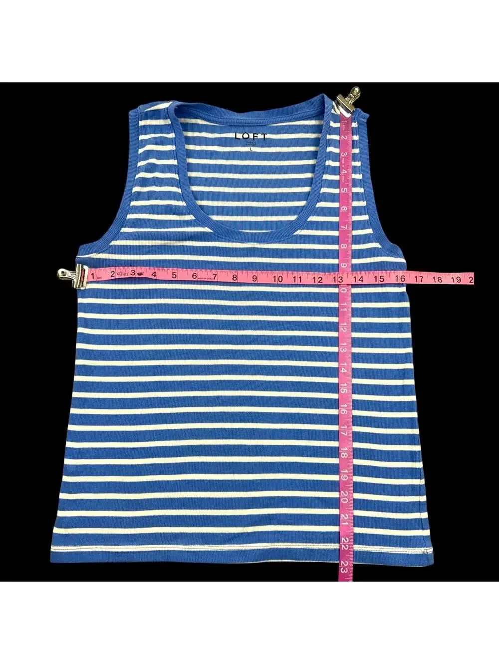 LOFT Blue and White Striped‎ Tank Top 90s Minimalist Coastal Grandma